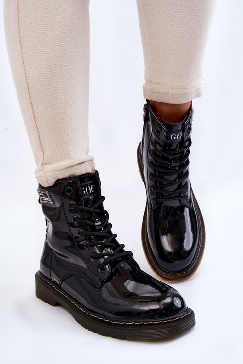 Dámske lakované izolované topánky goe ii2n4050 čierna