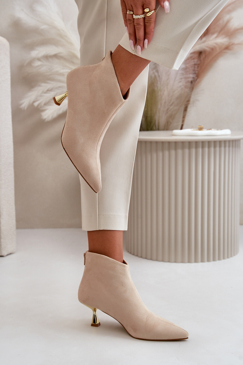Dámské boty na jehlovém podpatku eko zamšové béžové Terlena