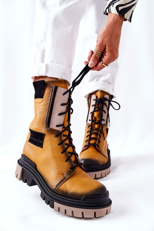 Kožené Boty Zateplené Maciejka Žluté 05113-07