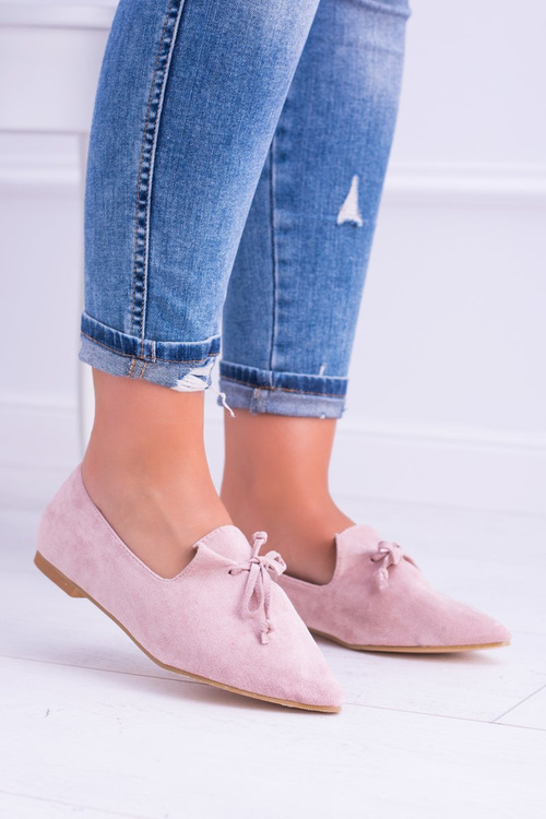 Lu Boo růžové baleríny semišové Loafers Feliciano