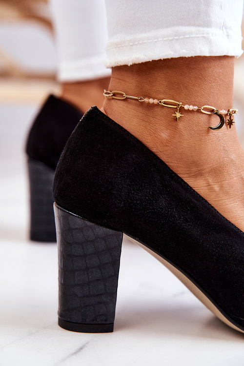 Semišové hadie čerpadlá čierna kathleen