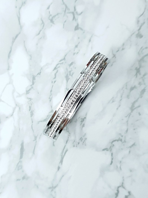 Dámsky oceľový náramok s zirkónmi strieborný Verne