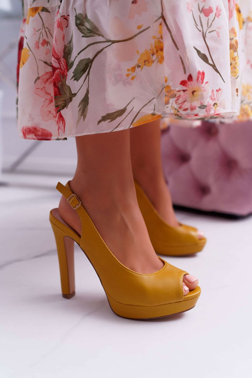 Dámske vysoké podpätky Platforma Sandals Yellow Lorajn