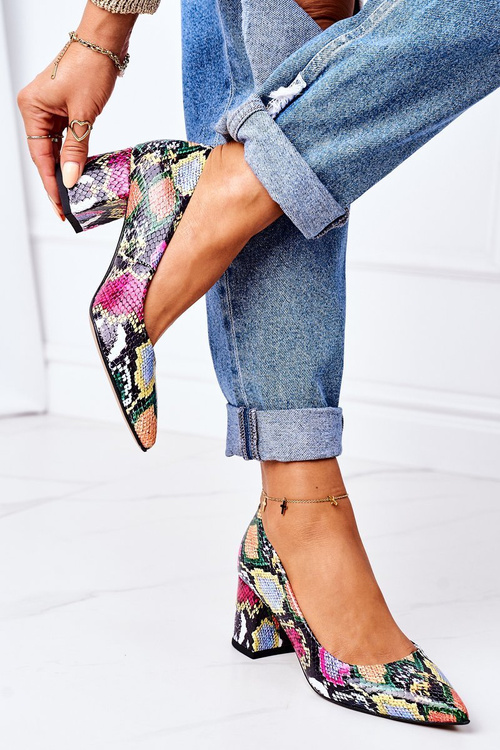 Lodičky Na Podpatku S Hadím Vzorem Lewski Shoes 2801 Barevné