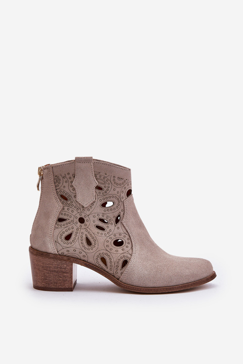 Prolamované Suede Booties Lewski Shoes 3170/2 Cappucino