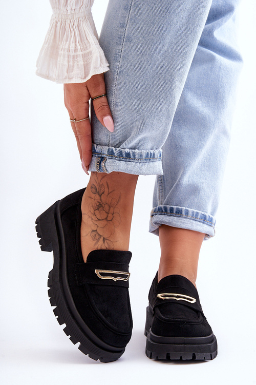 Dámské semišové slip-on mokasíny černé Pure Love