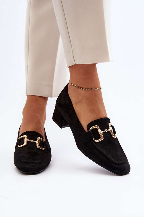 Lodičky na nízkém podpatku s ozdobou černé Dolvira