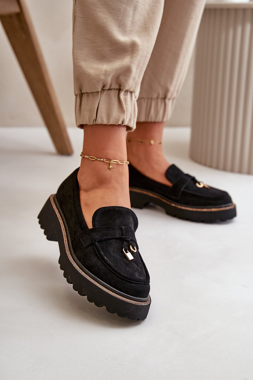 Dámské Eko Semišové Mokasíny Se Zdobením Černé Verindalle