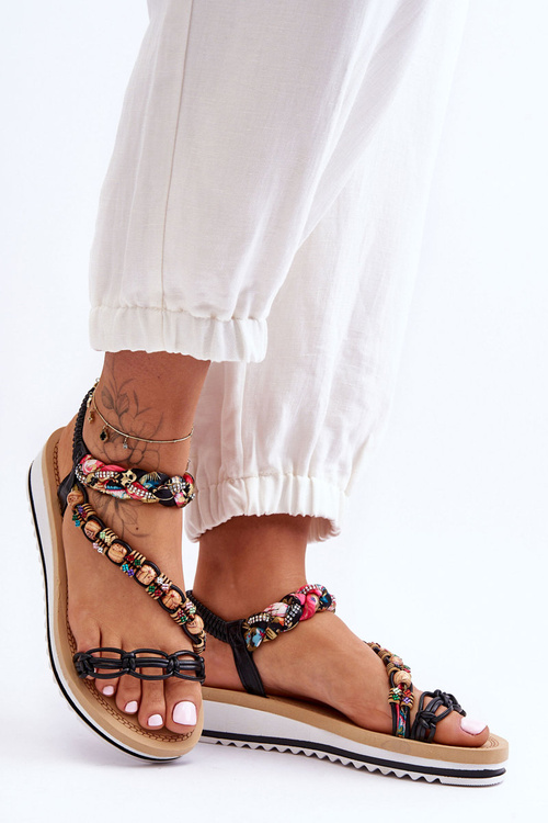 Pohodlné dámske klinové sandále Čierne Iodie