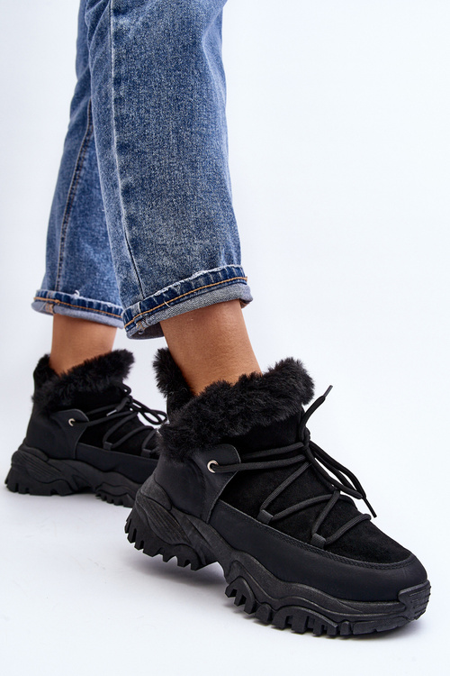 Dámské boty trapery s kožešinou černé Cresandi