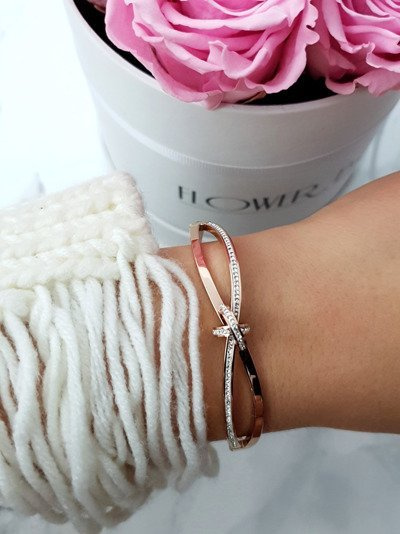 Dámský Náramek Ocel s zirkonem růžové zlato Seri