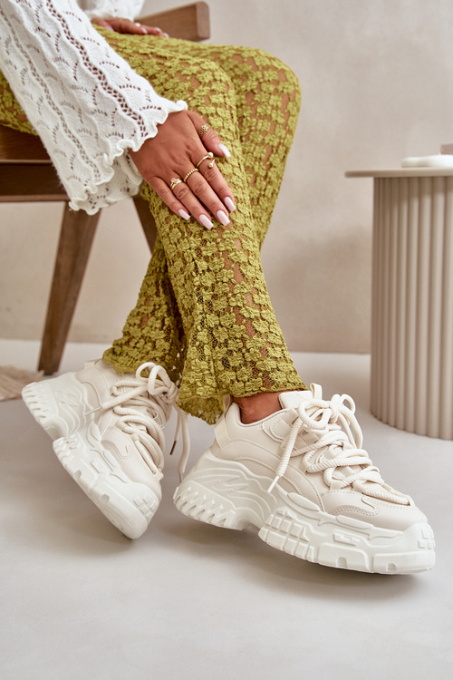 Dámske tenisky na masívnej podrážke svetlo béžové Nevela