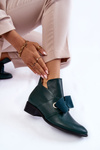 Kožené topánky so semišovým lukom zeleným thalia