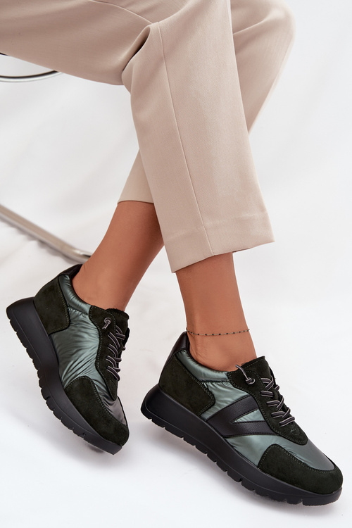 Dámske tenisky na platforme Vinceza 58561 Tmavozelené