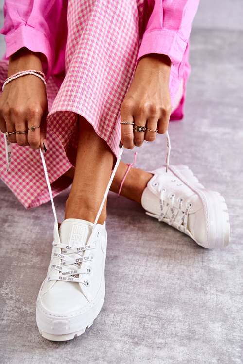 Módne lakované veľké hviezdy KK274045 Biele tenisky