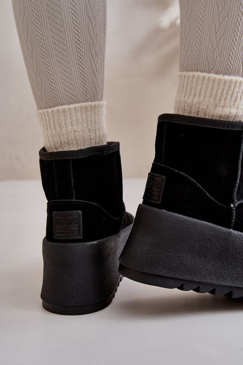 Zateplené semišové snehule na platforme Big Star OO274A213 čierne