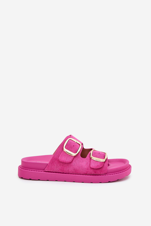 Dámske sandále na platforme so zlatými sponami fuchsie Verena
