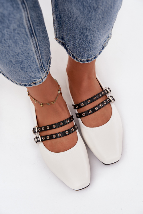 Dámske Baleríny S Paskami Biele Deliora