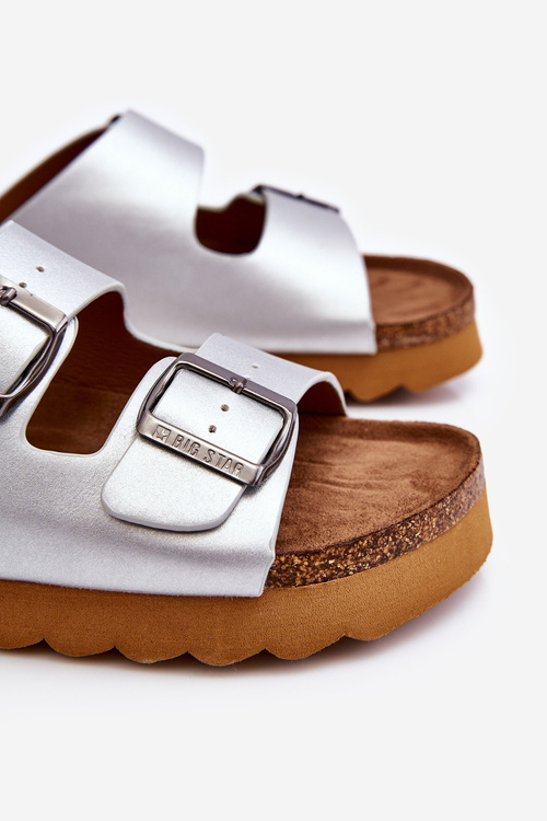 Klasické dámské pantofle Big Star LL274476 Stříbré