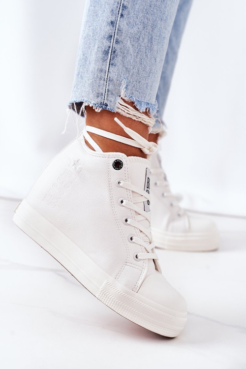 Kožené Klínové Tenisky Sneakers Big Star EE274128 Bílé