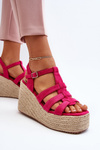 Sandále Na Klinu S Pletencom Fuksia Gnosis
