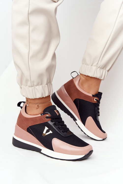 Klínové Tenisky Sneakers Vinceza 10590 Černé-Růžové