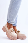 Ženské semišové mokasíny na platforme Larey Light Beige Platform
