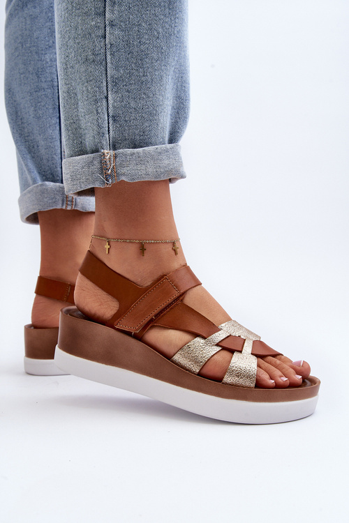Zazoo 40397 Dámske Kožené Sandále na Platforme Hnedé
