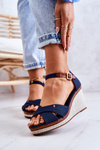 Veenus Navy Blue Wedges Dámske sandále