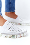 Prolamované Kožené Tenisky Slip-On Maciejka Bílé 03512B-11