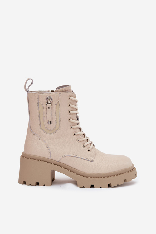 Kožené dámské kotníkové boty na klínu vyhřívané Vinceza 86418 béžové