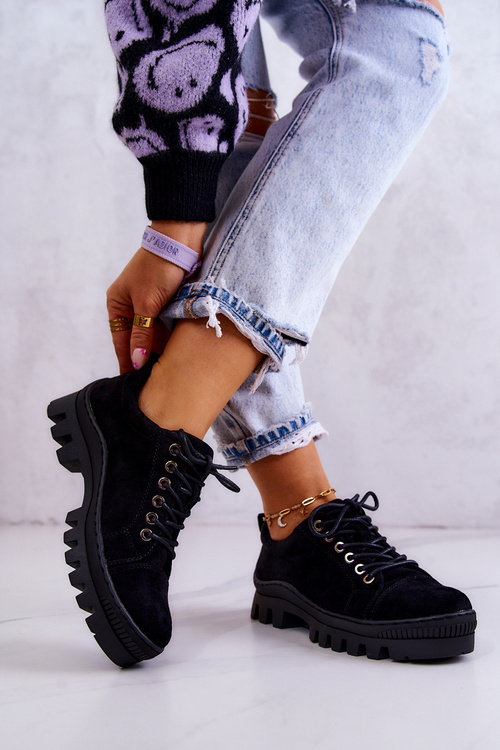 Ženský semiš zviazaný čierny Mayson