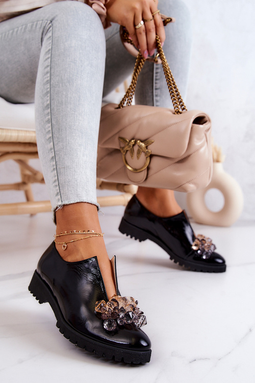 Elegantní Kožené Boty S Ornamentem černe Cindy