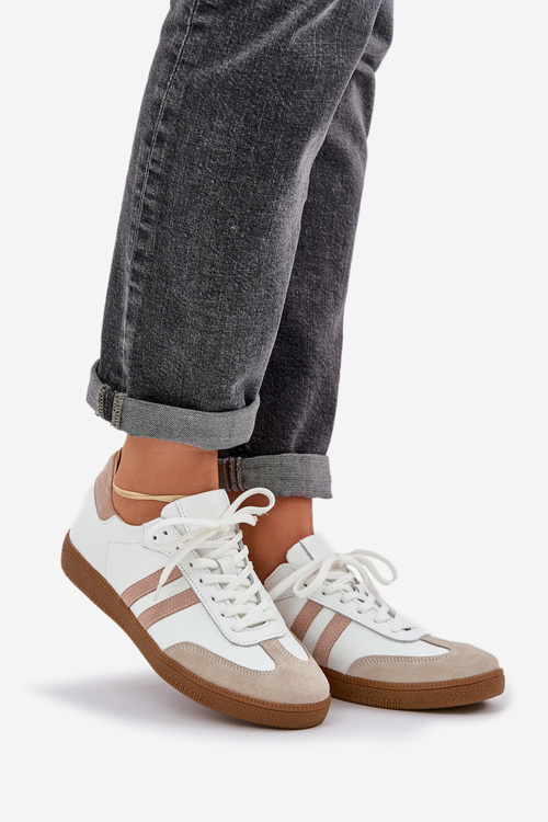 Zazoo N1068 Kožené Nízké Sneakersy Dámské Béžové