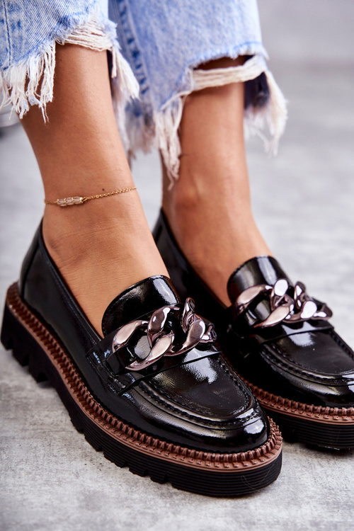 Lakované mokasíny na Černe platformě Reidun
