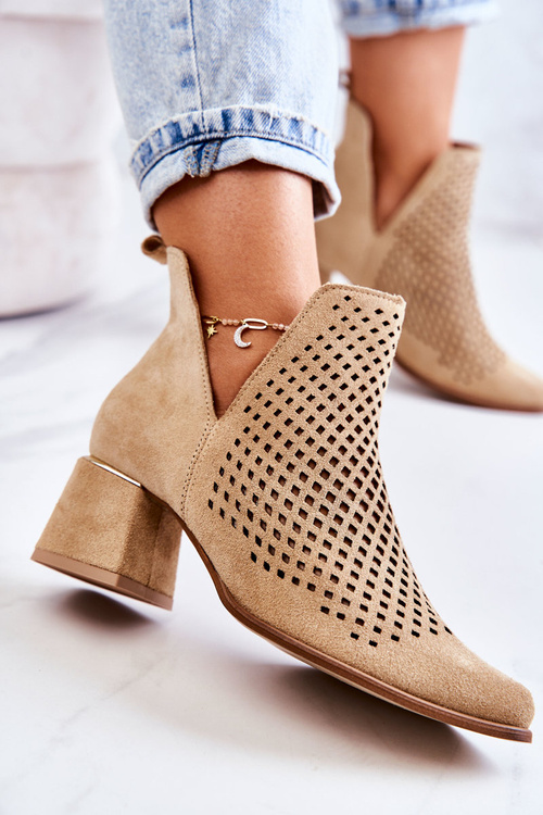 Semisove Prolamované boty Lewski Shoes 3165 Béžove