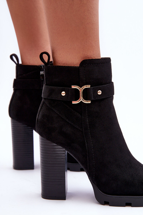 Semišové topánky na vysokom post black liani