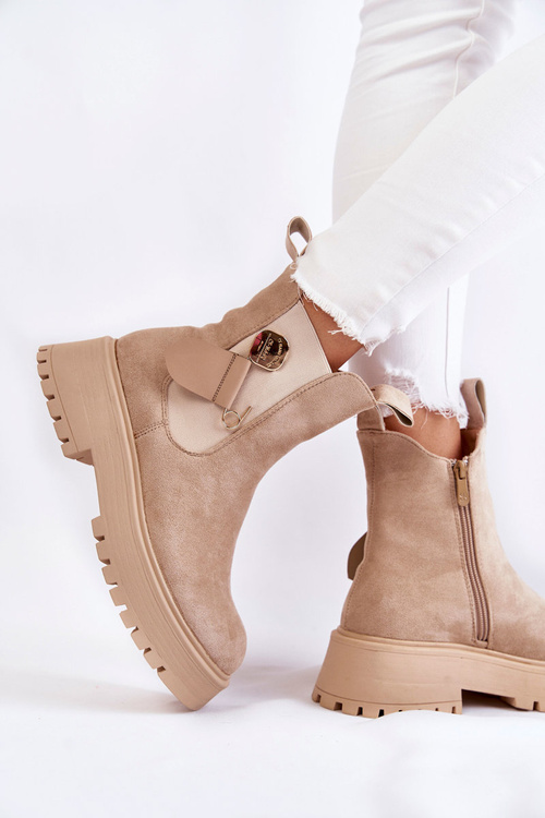 Semišové teplé boty Workers Béžove Magnis