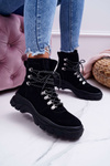 Dámské Kotníkové Boty Zateplené Semišové Černé TR729