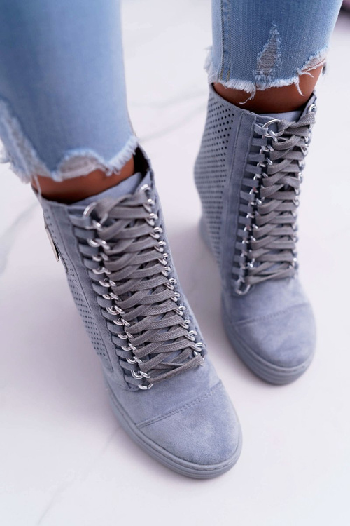 Dámská Obuv Sneakers Lu Boo Semišové Perforovane modré Clamma