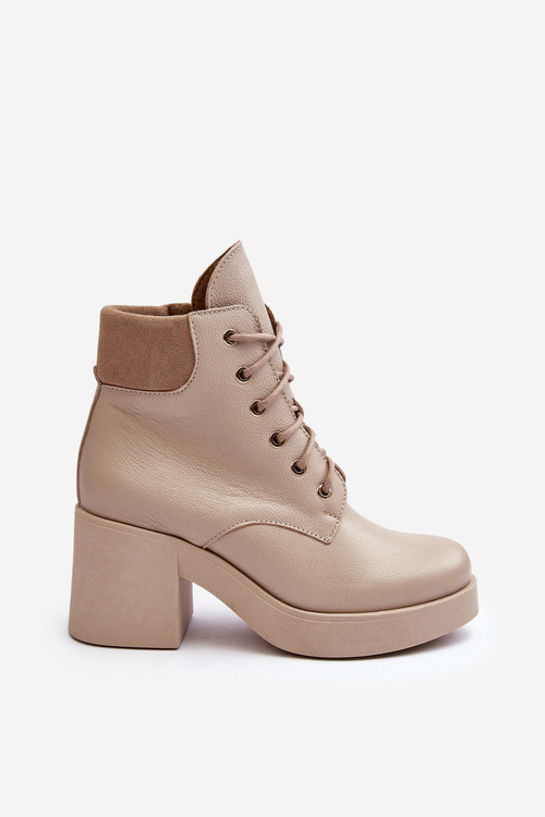 Dámske kožené topánky na poštovej béžovej leocere