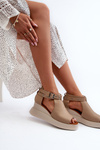 Dámské sandály na platformě a klíně z ekokůže béžové Hloeli