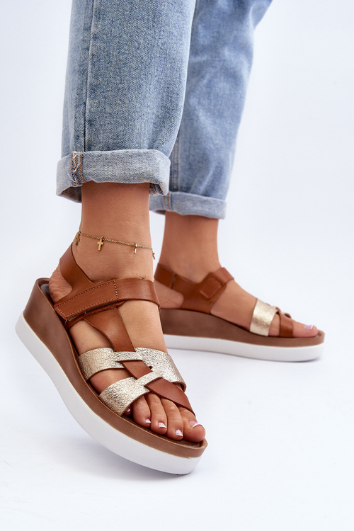 Zazoo 40397 Dámské Kožené Sandály na Platformě Hnědé