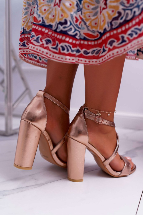 Dámske sandále na post ružovej Klaira zlato