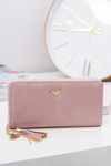 Big Pink Women's Wallet Keychain Golden Heart
