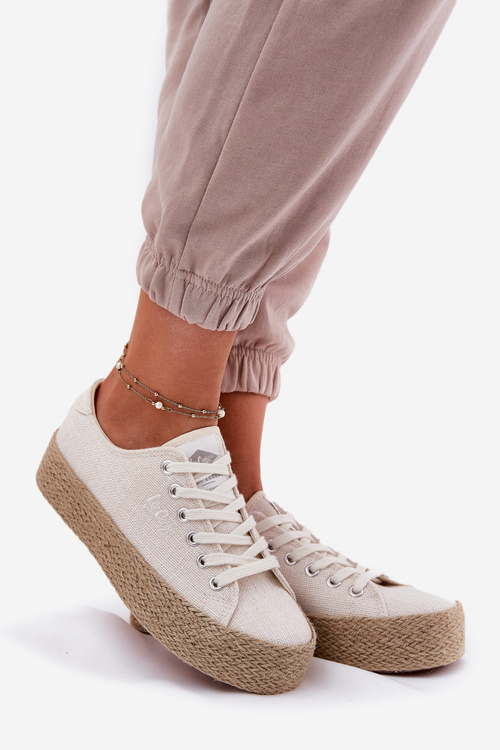 Dámské Tenisky Na Platformě S Pletením Lee Cooper LCW-25-02-3284 Světle Béžové