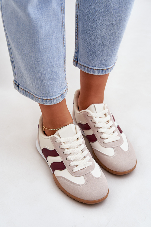 Klasické Dámske Sneakers Z Eko Kože Béžovo-Bordové Maretina
