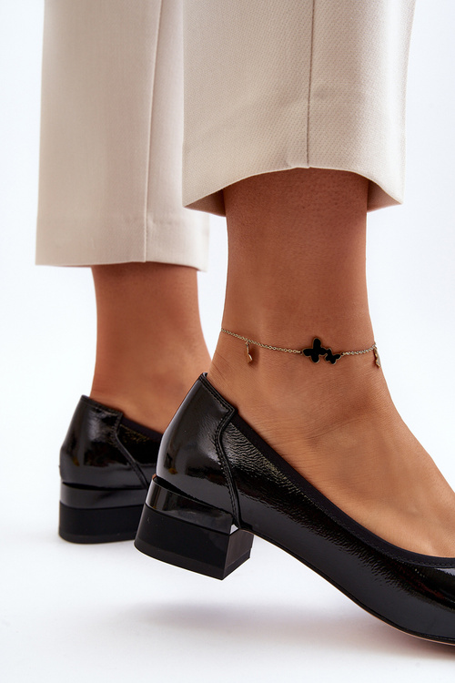 Lakované topánky na opätku čierne Ilvanna