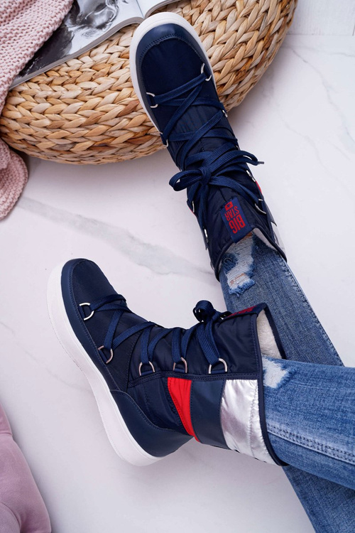Dámske snehové topánky izolované s veľkou hviezdou Navy Blue EE274657