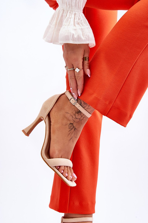 Dámské semišové sandály na podpatku Béžové Rousses